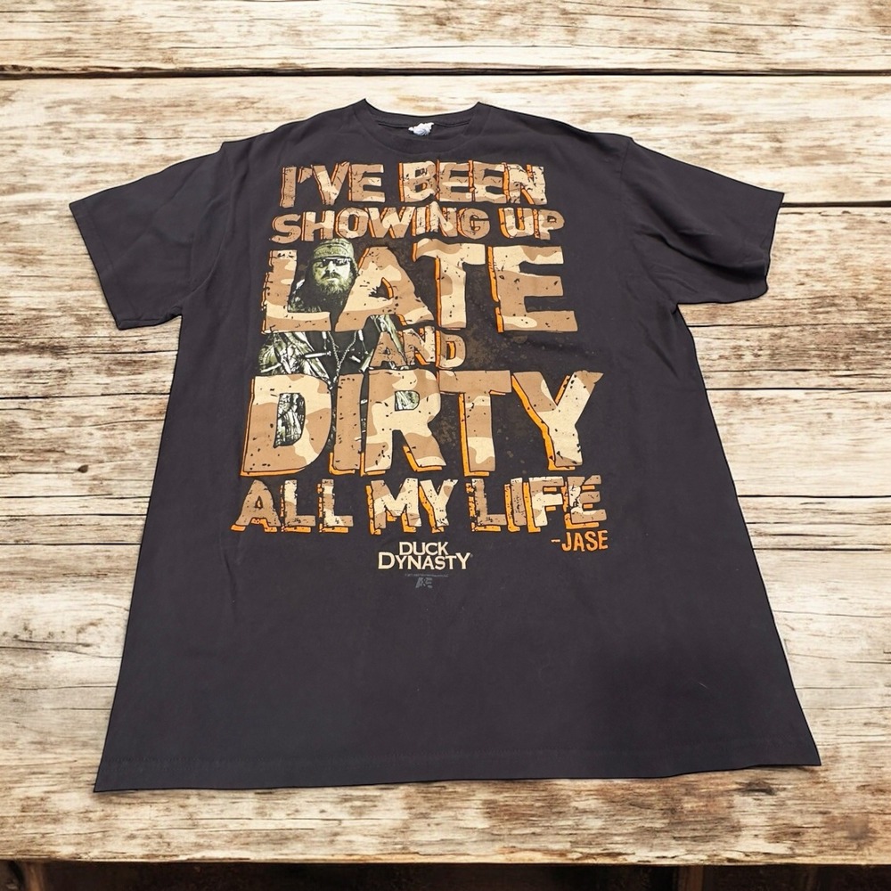 Duck Dynasty Jase Robertson T-Shirt Mens L Camo Hunting Late‎ Dirty